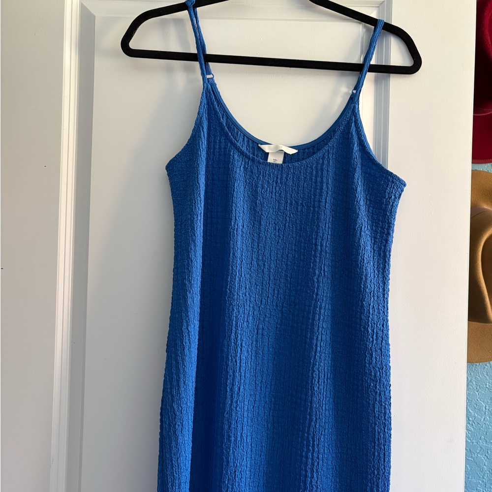 H&M Royal Blue Textured Maxi Dress